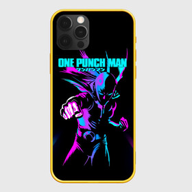 Чехол для iPhone 12 Pro с принтом Неоновый Сайтама One Punch-Man в Курске, силикон | область печати: задняя сторона чехла, без боковых панелей | hagemanto | one punch man | one punchman | onepunchman | saitama | sensei | аниме | ван панч мен | ванпанчмен | лысый плащ | манга | сайтама | сильнейший человек | учитель | человек одинудар | человек одного удара