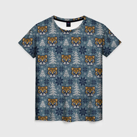 Женская футболка 3D с принтом Пиксельный новый 2022 год в Курске, 100% полиэфир ( синтетическое хлопкоподобное полотно) | прямой крой, круглый вырез горловины, длина до линии бедер | 2022 | год тигра | новый год | новый год 2022 | символ года | тигр | тигренок | тигрица | тигры