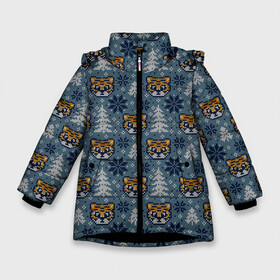 Зимняя куртка для девочек 3D с принтом Пиксельный новый 2022 год в Курске, ткань верха — 100% полиэстер; подклад — 100% полиэстер, утеплитель — 100% полиэстер. | длина ниже бедра, удлиненная спинка, воротник стойка и отстегивающийся капюшон. Есть боковые карманы с листочкой на кнопках, утяжки по низу изделия и внутренний карман на молнии. 

Предусмотрены светоотражающий принт на спинке, радужный светоотражающий элемент на пуллере молнии и на резинке для утяжки. | 2022 | год тигра | новый год | новый год 2022 | символ года | тигр | тигренок | тигрица | тигры