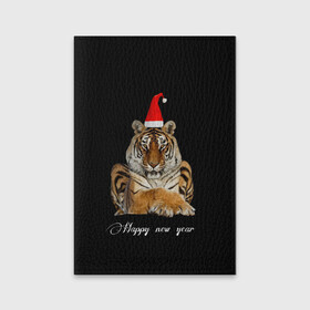 Обложка для паспорта матовая кожа с принтом Новогодний тигр.. в Курске, натуральная матовая кожа | размер 19,3 х 13,7 см; прозрачные пластиковые крепления | happy new year | в топе | в тренде | год тигра | новый год | подарок | подарок на новый год | популярное | с новым годом | тигр