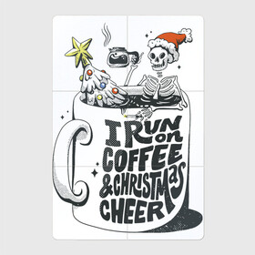 Магнитный плакат 2Х3 с принтом Coffee Christmas Skeleton в Курске, Полимерный материал с магнитным слоем | 6 деталей размером 9*9 см | art | christmas | coffee | drawing | new year | skeleton | star | tree | арт | бокал | елка | звезда | кофе | новый год | рисунок | рождество | скелет | стакан