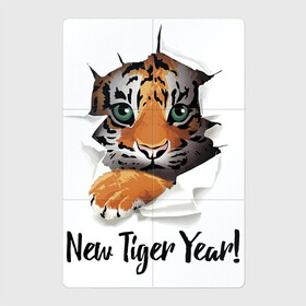Магнитный плакат 2Х3 с принтом New Tiger Year! в Курске, Полимерный материал с магнитным слоем | 6 деталей размером 9*9 см | eyes | holiday | muzzle | new year | paws | tiger | глаза | лапы | мордочка | новый год | праздник | тигрёнок