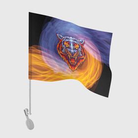 Флаг для автомобиля с принтом Тигр в водно-огненной стихии в Курске, 100% полиэстер | Размер: 30*21 см | вода | огонь | символ года | стихия | тигр | хищник