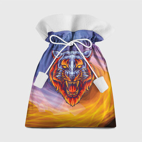 Подарочный 3D мешок с принтом Тигр в водно-огненной стихии в Курске, 100% полиэстер | Размер: 29*39 см | Тематика изображения на принте: вода | огонь | символ года | стихия | тигр | хищник
