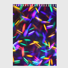 Скетчбук с принтом Новогодние Фонарики в Курске, 100% бумага
 | 48 листов, плотность листов — 100 г/м2, плотность картонной обложки — 250 г/м2. Листы скреплены сверху удобной пружинной спиралью | абстракция | неон | новогоднее настроение | новогодние фонарики | новый год