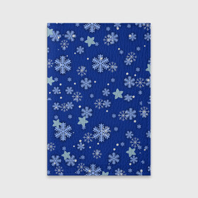 Обложка для паспорта матовая кожа с принтом Снежинки.. в Курске, натуральная матовая кожа | размер 19,3 х 13,7 см; прозрачные пластиковые крепления | 2022 | в топе | в тренде | зима | новый год | подарок | популярное | снег | снежинки