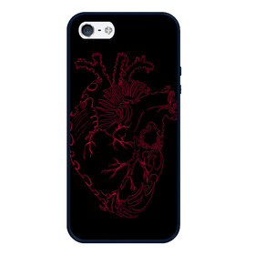 Чехол для iPhone 5/5S матовый с принтом Сердце лезвия в Курске, Силикон | Область печати: задняя сторона чехла, без боковых панелей | алые лезвия | алые узоры | алые шипы | вены | красные вены | красные лезвия | красные шипы | лезвие | лезвия | острое | сердце | сердце с шипами | шипы