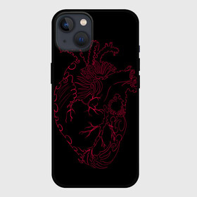 Чехол для iPhone 13 с принтом Сердце лезвия в Курске,  |  | Тематика изображения на принте: алые лезвия | алые узоры | алые шипы | вены | красные вены | красные лезвия | красные шипы | лезвие | лезвия | острое | сердце | сердце с шипами | шипы