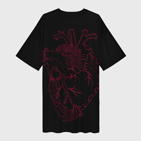 Платье-футболка 3D с принтом Сердце лезвия в Курске,  |  | алые лезвия | алые узоры | алые шипы | вены | красные вены | красные лезвия | красные шипы | лезвие | лезвия | острое | сердце | сердце с шипами | шипы