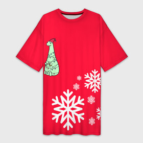 Платье-футболка 3D с принтом НОВОГОДНИЙ ДРАКОНЧИК в Курске,  |  | Тематика изображения на принте: 2021 | 2022 | new year | деда мороза | дракон | к нам приходит | клауса | костюм | новогодний | новый год | праздник | рождество | санты | снег | снежинки | снежок | узор