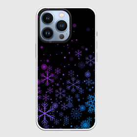 Чехол для iPhone 13 Pro с принтом Новогодние снежинки. Градиент. в Курске,  |  | 2022 | happy new year | merry christmas | год тигра | зима близко | нг | новогодний | новый год | новый год 2022 | рождество | символ 2022 года | снег | снежинки
