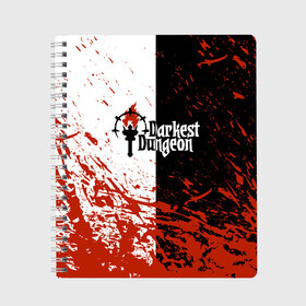 Тетрадь с принтом Darkest Dungeon | DD | Black White Logo в Курске, 100% бумага | 48 листов, плотность листов — 60 г/м2, плотность картонной обложки — 250 г/м2. Листы скреплены сбоку удобной пружинной спиралью. Уголки страниц и обложки скругленные. Цвет линий — светло-серый
 | colour of madness | crimson court | darkest dungeon | game | logo | roguelike | shieldbreaker | the shieldbreaker | игра | лого | логотип | ролевая игра | темнейшее подземелье