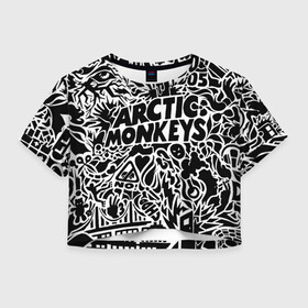 Женская футболка Crop-top 3D с принтом Arctic monkeys Pattern в Курске, 100% полиэстер | круглая горловина, длина футболки до линии талии, рукава с отворотами | alternative | arctic monkeys | metall | music | rock | альтернатива | арктик монкейс | арктические обезьяны | металл | музыка | рок