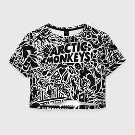 Женская футболка Crop-top 3D с принтом Arctic monkeys Pattern в Курске, 100% полиэстер | круглая горловина, длина футболки до линии талии, рукава с отворотами | Тематика изображения на принте: alternative | arctic monkeys | metall | music | rock | альтернатива | арктик монкейс | арктические обезьяны | металл | музыка | рок