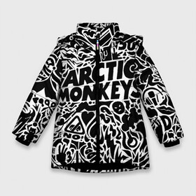 Зимняя куртка для девочек 3D с принтом Arctic monkeys Pattern в Курске, ткань верха — 100% полиэстер; подклад — 100% полиэстер, утеплитель — 100% полиэстер. | длина ниже бедра, удлиненная спинка, воротник стойка и отстегивающийся капюшон. Есть боковые карманы с листочкой на кнопках, утяжки по низу изделия и внутренний карман на молнии. 

Предусмотрены светоотражающий принт на спинке, радужный светоотражающий элемент на пуллере молнии и на резинке для утяжки. | Тематика изображения на принте: alternative | arctic monkeys | metall | music | rock | альтернатива | арктик монкейс | арктические обезьяны | металл | музыка | рок