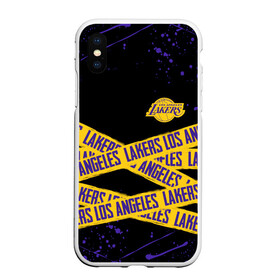 Чехол для iPhone XS Max матовый с принтом LAKERS LOGO БРЫЗГИ КРАСОК в Курске, Силикон | Область печати: задняя сторона чехла, без боковых панелей | america | basketball | kobe bryant | la | la lakers | lakers | lines | los angeles lakers | nba | usa | баскетбол | брызги | брызги красок | кобе брайант | краски | линии | лос анджелес лейкерс | нба | полосы | сша