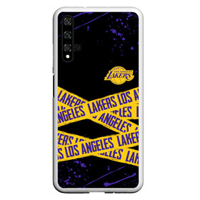 Чехол для Honor 20 с принтом LAKERS LOGO БРЫЗГИ КРАСОК в Курске, Силикон | Область печати: задняя сторона чехла, без боковых панелей | america | basketball | kobe bryant | la | la lakers | lakers | lines | los angeles lakers | nba | usa | баскетбол | брызги | брызги красок | кобе брайант | краски | линии | лос анджелес лейкерс | нба | полосы | сша