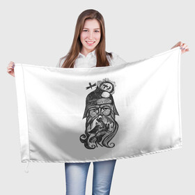 Флаг 3D с принтом Богатырь на посту в Курске, 100% полиэстер | плотность ткани — 95 г/м2, размер — 67 х 109 см. Принт наносится с одной стороны | воин | герой | россия | русь | сказка