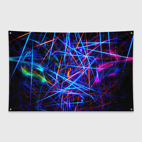 Флаг-баннер с принтом NEON LINES Glowing Lines Effect в Курске, 100% полиэстер | размер 67 х 109 см, плотность ткани — 95 г/м2; по краям флага есть четыре люверса для крепления | rave neon | живые линии | неновые лучи | неон | неоновая лампа | неоновая ночь | неоновые ленты | неоновые линии разных цветов | неоновый рейв | светящиеся линии | флекс неон | эффект неона