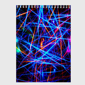 Скетчбук с принтом NEON LINES Glowing Lines Effect в Курске, 100% бумага
 | 48 листов, плотность листов — 100 г/м2, плотность картонной обложки — 250 г/м2. Листы скреплены сверху удобной пружинной спиралью | Тематика изображения на принте: rave neon | живые линии | неновые лучи | неон | неоновая лампа | неоновая ночь | неоновые ленты | неоновые линии разных цветов | неоновый рейв | светящиеся линии | флекс неон | эффект неона