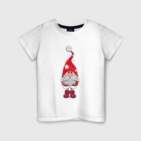 Детская футболка хлопок с принтом Забавный Санта в Курске, 100% хлопок | круглый вырез горловины, полуприлегающий силуэт, длина до линии бедер | Тематика изображения на принте: дед мороз | новый год | санта | санта клаус