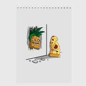 Скетчбук с принтом HERES PINEAPPLE! в Курске, 100% бумага
 | 48 листов, плотность листов — 100 г/м2, плотность картонной обложки — 250 г/м2. Листы скреплены сверху удобной пружинной спиралью | here | is | johnny | mem | meme | memes | pineapple | pizza | shining | ананас | джонни | мем | мемы | пица | пицца | сияние | это