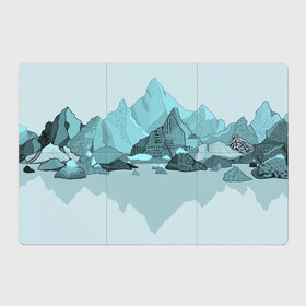 Магнитный плакат 3Х2 с принтом Голубой горный пейзаж с темно-серыми тенями в Курске, Полимерный материал с магнитным слоем | 6 деталей размером 9*9 см | голубые горы | горный | горный массив | горный пейзаж | горы | горы в снегу | для сноуборда | для туристов | заснеженные горы | зимние горы | зимний | лыжный | снежные горы | сноуборд