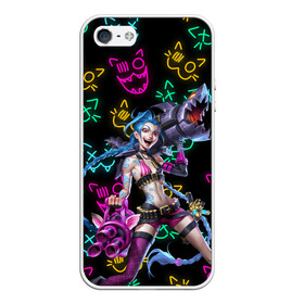 Чехол для iPhone 5/5S матовый с принтом JINX ARCANE NEON MEOW LOL в Курске, Силикон | Область печати: задняя сторона чехла, без боковых панелей | akali | arcane | fan | fan art | hero | jinx | kda | kda mas | league of legends | lol | meow | moba | neon | netflix | акали | аркейн | герой | джинкс | кда | лига легенд | лол | моба | неон | нетфликс | сериал