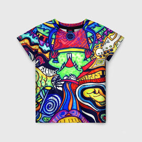 Детская футболка 3D с принтом ПСИХОДЕЛЛА в Курске, 100% гипоаллергенный полиэфир | прямой крой, круглый вырез горловины, длина до линии бедер, чуть спущенное плечо, ткань немного тянется | абстракция | пестрый | психоделика | цветной | яркий