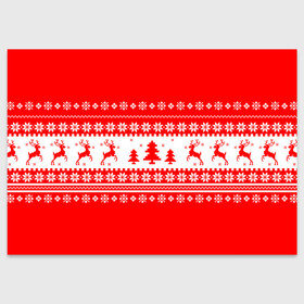 Поздравительная открытка с принтом КРАСНО-БЕЛЫЙ СВИТЕР С ОЛЕНЯМИ в Курске, 100% бумага | плотность бумаги 280 г/м2, матовая, на обратной стороне линовка и место для марки
 | 2020 | 2021 | 2022 | christmas | merry | белый | красный | леденец | нг | новогодний | новый год | олени | рождество | свитер | узоры