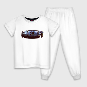 Детская пижама хлопок с принтом Minecraft Логотип в Курске, 100% хлопок |  брюки и футболка прямого кроя, без карманов, на брюках мягкая резинка на поясе и по низу штанин
 | Тематика изображения на принте: minecraft logo | крипер | майнкравт | майнкрафт | стив | хиробрин