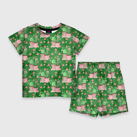 Детский костюм с шортами 3D с принтом Кактусы в горшках green в Курске,  |  | Тематика изображения на принте: горшки | кактус | кактусы | колючий | колючки | цветок