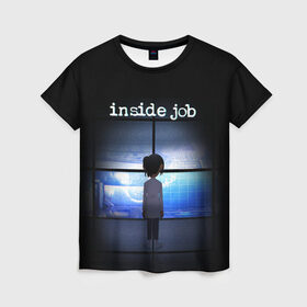Женская футболка 3D с принтом Корпорация Заговор в Курске, 100% полиэфир ( синтетическое хлопкоподобное полотно) | прямой крой, круглый вырез горловины, длина до линии бедер | корпорация | надпись | персонаж | свет | экраны