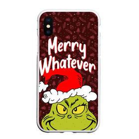 Чехол для iPhone XS Max матовый с принтом ГРИНЧ | GRINCH | WHATEVER в Курске, Силикон | Область печати: задняя сторона чехла, без боковых панелей | Тематика изображения на принте: 2020 | 2021 | 2022 | christmas | grinch | merry | santa | whatever | гринч | дед мороз | леденец | нг | новогодний | новый год | олени | рождество | санта клаус | свитер | узоры