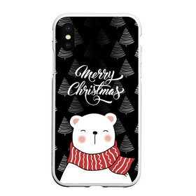 Чехол для iPhone XS Max матовый с принтом MERRY CHRISTMAS BEARS в Курске, Силикон | Область печати: задняя сторона чехла, без боковых панелей | Тематика изображения на принте: 2021 | 2022 | new year | деда мороза | зима | к нам приходит | как у всех | костюм | медвежонок | мишка | новогодний | новый год | праздник | рекомендации | рождество | снег | снежинки | снежок | узор | хочу