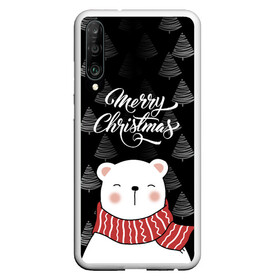 Чехол для Honor P30 с принтом MERRY CHRISTMAS BEARS в Курске, Силикон | Область печати: задняя сторона чехла, без боковых панелей | Тематика изображения на принте: 2021 | 2022 | new year | деда мороза | зима | к нам приходит | как у всех | костюм | медвежонок | мишка | новогодний | новый год | праздник | рекомендации | рождество | снег | снежинки | снежок | узор | хочу