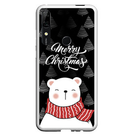 Чехол для Honor P Smart Z с принтом MERRY CHRISTMAS BEARS в Курске, Силикон | Область печати: задняя сторона чехла, без боковых панелей | 2021 | 2022 | new year | деда мороза | зима | к нам приходит | как у всех | костюм | медвежонок | мишка | новогодний | новый год | праздник | рекомендации | рождество | снег | снежинки | снежок | узор | хочу