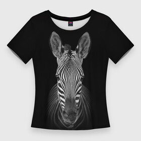Женская футболка 3D Slim с принтом Зебра zebra в Курске,  |  | дикие животные | зебра | лошадка | лошадь