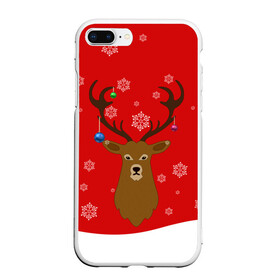 Чехол для iPhone 7Plus/8 Plus матовый с принтом Новогодний олень New Years Deer в Курске, Силикон | Область печати: задняя сторона чехла, без боковых панелей | 2021 | 2022 | happy new year | happy new year 2022 | новый год | олень | снег | снежинки | снежный олень | сугроб