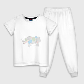 Детская пижама хлопок с принтом Волшебный носорог в Курске, 100% хлопок |  брюки и футболка прямого кроя, без карманов, на брюках мягкая резинка на поясе и по низу штанин
 | африка | волшебство | животное | животные | звери | зверь | мило | милота | носорог | пятна | пятнистый | разноцветный | сказка | экзотика