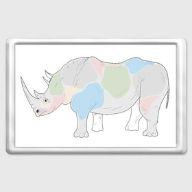 Магнит 45*70 с принтом Волшебный носорог в Курске, Пластик | Размер: 78*52 мм; Размер печати: 70*45 | африка | волшебство | животное | животные | звери | зверь | мило | милота | носорог | пятна | пятнистый | разноцветный | сказка | экзотика