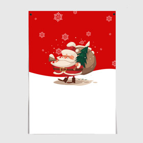 Постер с принтом Новогодний санта New Years Santa в Курске, 100% бумага
 | бумага, плотность 150 мг. Матовая, но за счет высокого коэффициента гладкости имеет небольшой блеск и дает на свету блики, но в отличии от глянцевой бумаги не покрыта лаком | 2021 | 2022 | happy new year | happy new year 2022 | santa | дед мороз | новый год | подарки | санта | снег | снегопад | снежинки | сугроб