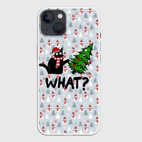 Чехол для iPhone 13 с принтом WHAT CAT | CHRISTMAS в Курске,  |  | 2020 | 2021 | 2022 | cat | cats | christmas | merry | what | ват | кот | леденец | мяу | нг | новогодний | новый год | олени | рождество | свитер | узоры