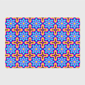 Магнитный плакат 3Х2 с принтом Синие цветы на желтом фоне (иллюзия расширения) в Курске, Полимерный материал с магнитным слоем | 6 деталей размером 9*9 см | Тематика изображения на принте: абстракция | аум | галлюцинация | зазеркалье | игра ума | иллюзии | индиго | майя | мантра | медитация | мираж | неон | нирвана | обман зрения | ом | оптические иллюзии | просветление | психоделика