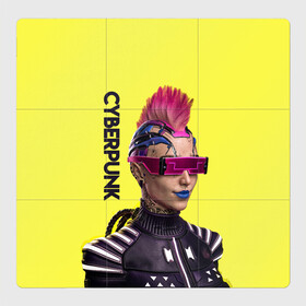 Магнитный плакат 3Х3 с принтом Cyberpunk (Панк) в Курске, Полимерный материал с магнитным слоем | 9 деталей размером 9*9 см | 3d | cuberpunk 2077 | cyberpunk | девушка панк | игра | надпись | панк