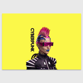 Поздравительная открытка с принтом Cyberpunk (Панк) в Курске, 100% бумага | плотность бумаги 280 г/м2, матовая, на обратной стороне линовка и место для марки
 | Тематика изображения на принте: 3d | cuberpunk 2077 | cyberpunk | девушка панк | игра | надпись | панк