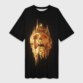 Платье-футболка 3D с принтом GOLDEN SKULL  ЗОЛОТОЙ ЧЕРЕП в Курске,  |  | art | bones | design | gold | skull | золото | череп