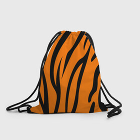 Рюкзак-мешок 3D с принтом Текстура тигра/tiger в Курске, 100% полиэстер | плотность ткани — 200 г/м2, размер — 35 х 45 см; лямки — толстые шнурки, застежка на шнуровке, без карманов и подкладки | tiger | кошка | оранжевый черный | символ 22 года | текстура | тигр