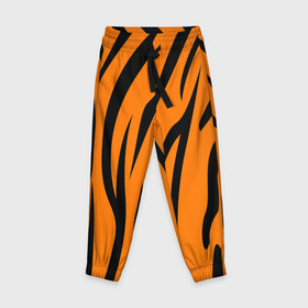 Детские брюки 3D с принтом Текстура тигра/tiger в Курске, 100% полиэстер | манжеты по низу, эластичный пояс регулируется шнурком, по бокам два кармана без застежек, внутренняя часть кармана из мелкой сетки | tiger | кошка | оранжевый черный | символ 22 года | текстура | тигр
