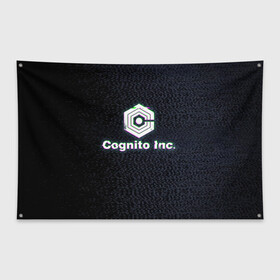 Флаг-баннер с принтом Экран Cognito Inc в Курске, 100% полиэстер | размер 67 х 109 см, плотность ткани — 95 г/м2; по краям флага есть четыре люверса для крепления | знак | лого | надпись | помехи | экран